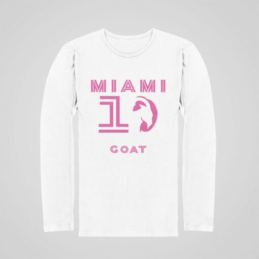 Triko s dlouhým rukávem Messi Miami Goat 10 - bílé