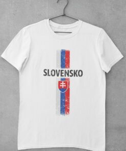 Tričko Slovensko s vlajkou - biele