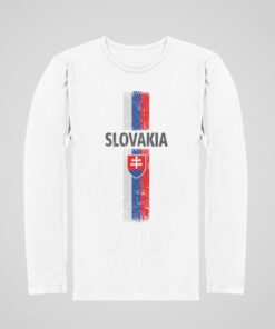 Tričko Slovensko s vlajkou s dlhým rukávom - biele